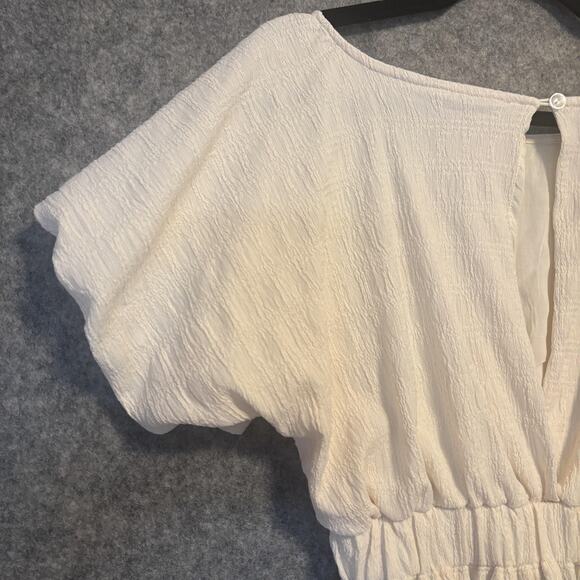 Free People Shirt Womens Size Small Crop Flutter Sleeve Smocked Hem Boho - Picture 6 of 13